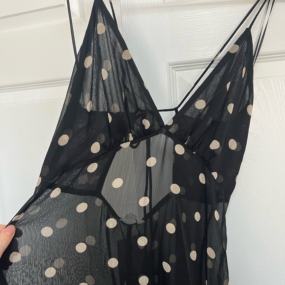 H&M Dresses & Skirts - H&M Black Maxi Dress with Cream Polka Dots